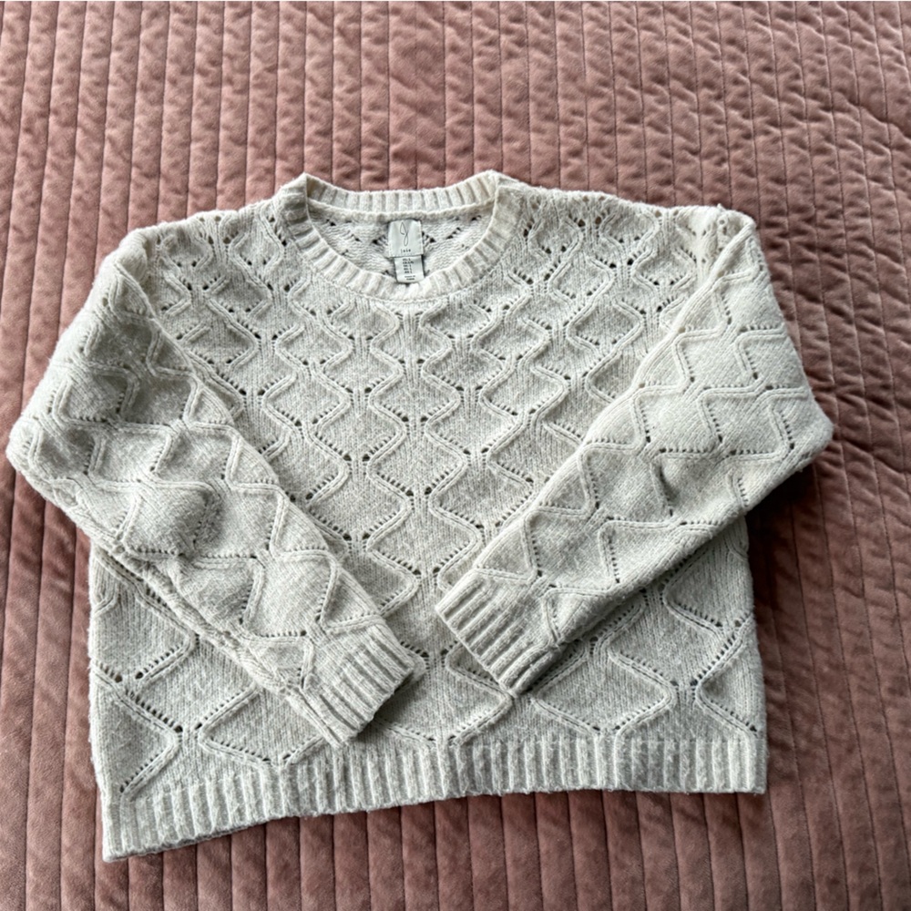 Joie cropped Diamond Knit Cream Sweater